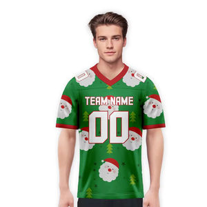 Wholesale <b>Christmas</b> Streetwear <b>T</b>-<b>shirt</b> Unisex Custom Logo Print Team Number Spandex/Polyester V-neck Short Sleeve 180g - Product Image 2