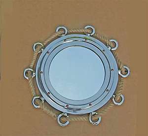 Roped Porthole Wall <b>Mirror</b> Nautical Style Decorative <b>Round</b> Hanging <b>Mirror</b> - Product Image 3