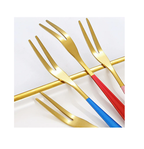 Tenedor de latón Cubiertos Juego de cubiertos de acero espejado Mango LARGO DE PVD para restaurante Tenedor usado Productos de precio más bajo - Product Image 5