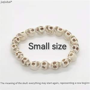 2 pz (grande piccolo) bracciale con teschio colorato Howlite perline turchesi sintetici tibetano preghiera Mala forma di numero di scheletro - Product Image 6