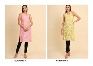 Haut Kurti en rayonne ethnique léger en coton pour femme motif floral Indo Western parfait pour les commandes d'exportation mondiales de la mode estivale - Product Image 2