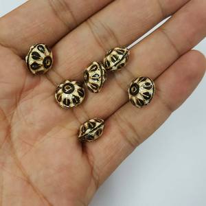 13mm Meena Ball Beads | Black & Gold Plated Enamel Beads | Handmade Decorative <b>Spacer</b> Beads for Jewelry Making & Crafts - Product Image 2