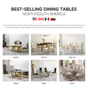 Gương Đồ Nội Thất 6 Seat Daiing Bảng Elegant Phòng Ăn Suite Vàng <span class=keywords><strong>Marble</strong></span> Luxury Glass Bàn Ăn Bộ - Product Image 2