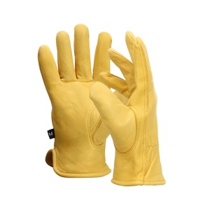 Gants de travail en cuir de mouton pour hommes unis pour un usage quotidien à l'extérieur, protection de sécurité pour la conduite, motocyclette, jardinage, cueillette de fruits - Product Image 5