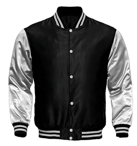 Varsity Jacket Letterman Baseball Jacket Bomber Jacket SATIN <b>Fabric</b> available in multi Custom Colors plain with Logos - Product Image 1