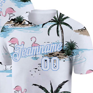 Camiseta Personalizada Sublimada con Tema de Playa para Hombre, Diseño de Flamencos y Palmeras, Transpirable, Anti-UV, de Poliéster, para Equipos - Product Image 5