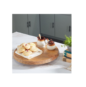 Plateau de présentation rotatif de cuisine en bois rustique de 13 pouces et couleur bois naturel à usage nu - Product Image 2