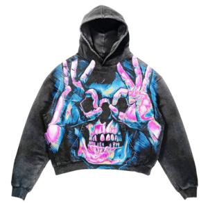 Sweat-shirts d'hiver personnalisés pour hommes, style streetwear, 100% coton, coupe ample, respirant, en molleton bouclette, effet vieilli, broderie acide vintage - Product Image 5