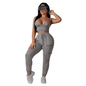 Pantalon de survêtement à taille élastique pour femme pour Fitness Gym & Running Sports-Saison d'hiver Jogging avant plat - Product Image 4