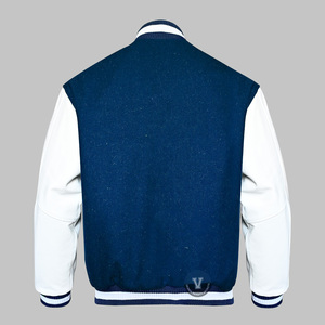 Chaqueta universitaria de lana y cuero PU de gran tamaño para hombres y mujeres Bomber de estilo universitario personalizado con bordado para ropa de calle de invierno - Product Image 6