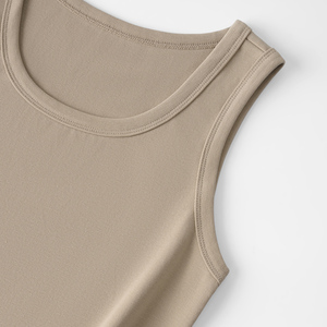 Top Corto sin Mangas para <span class=keywords><strong>Mujer</strong></span>, Estilo Básico, Elástico, Acanalado, 91.6% Algodón, 8.4% Spandex, Cuello Redondo - Product Image 3