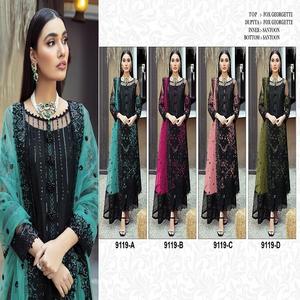 Traje de salwar paquistaní negro - Product Image 5