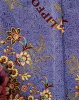 Tissu en polyester brossé à motif floral violet imprimé, motif pivoine orné, vente en gros