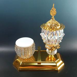 Haute qualité métal doré Bakhoor brûleur arabe encens métallique Design de luxe bol décoratif et brûleur - Product Image 4