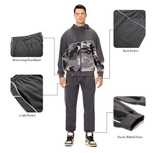 Conjunto Deportivo Personalizado para Hombre, Dos Piezas, Pantalones Jogger y Chaqueta con Cremallera Completa, Talla Grande, Informal, Deportivo de Invierno, 100% Algodón, Color Sólido - Product Image 3