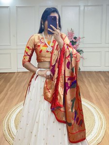 ผ้าเรยอน lehenga choli ผ้าเรยอนแบบดั้งเดิมมีสไตล์ใหม่ทำงาน dupatta zari เย็บด้วยไหวพริบสามารถรองรับได้ถึง42สำหรับงานปาร์ตี้ - Product Image 5
