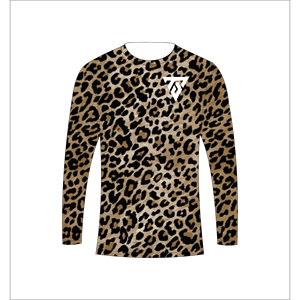 Men <b>Brown</b> Leopard Print <b>Long</b> <b>Sleeve</b> Athletic Shirt Running <b>Top</b> Compression Gym Workout Trackstar OEM Private Label TSI-G05-P0824 - Product Image 2