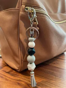 Porte-clés en marbre noir et blanc, Porte-clés en marbre pour étudiant, Porte-clés en marbre de pierre naturelle - Product Image 2