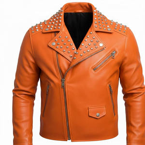HIgh Quality Custom Color Leather Jacket <b>Men</b> Natural Cowhide Genuine Leather Jacket Full Sleeve <b>Fashionable</b> Biker <b>Vest</b>. - Product Image 2