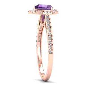 แหวนหมั้นเพชรทรงหัวใจ 0.75 กะรัต ประดับพลอยอะมีทิสต์  ทองคำขาว 14K คุณภาพสูง ได้รับการรับรองจาก IGI สำหรับผู้หญิง - Product Image 3