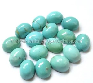 พลอยเทอร์ควอยซ์สีฟ้าธรรมชาติทรงรีขนาด7มม. 8มม. 9มม. อัญมณีทรงแบนราบ - Product Image 1