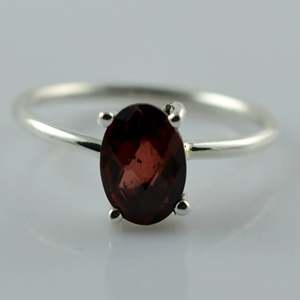 Navya Craft's Stylish <b>Garnet</b> 925 Sterling <b>Silver</b> Handmade Women's <b>Ring</b> Custom US Sizes 4 to 14 Inlay Setting Gift - Product Image 2