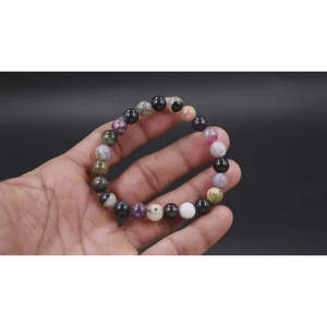 100% Natural Multi Tourmaline Stone 8mm Beaded <b>Bracelet</b> 7 Inches Ball Shape Pattern - Product Image 6