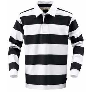 เสื้อโปโลรักบี้แขนยาวลายทางสำหรับผู้ชาย ปกคอปก แขนยาว ทรงปกติ ใส่ได้ทุกฤดู ผ้าฝ้าย - Product Image 5