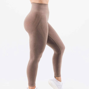 Pantalon de yoga sans couture personnalisé haut de gamme pour femmes, legging taille haute pour la course à pied, élasthanne/nylon respirant, taille élastique - Product Image 3