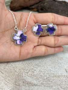 ชุดเครื่องประดับสร้อยคออัญมณีดาฮีเลียสีม่วงธรรมชาติที่กำหนดเองต่างหูโพสต์เงิน S925สำหรับงานแต่งงานแฟชั่นผู้หญิง - Product Image 4