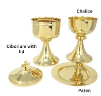 Meilleure qualité calice et gobelet métal laiton plaqué or calice et Ciboire ensemble fournitures d'église catholique traditionnelle