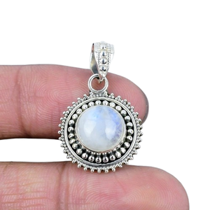 Boho Style 925 Sterling Silver <b>Moonstone</b> <b>Pendant</b> Handmade Rhodium & Gold Plated Jewelry for Women Wedding Gift - Product Image 1