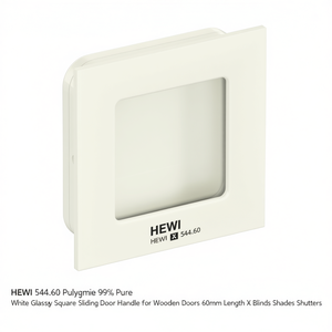 HEWI 544.60 Polyamide 99% Pure White Glossy Square Sliding Door Handle for Wooden Doors 60mm Length X <b>Blinds</b> Shades Shutters - Product Image 3