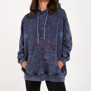 Sweat-shirts à capuche pour femmes, design unique, délavés à l'acide, 100% coton, écologiques, avec logo frontal, prix abordable, vente en gros - Product Image 3