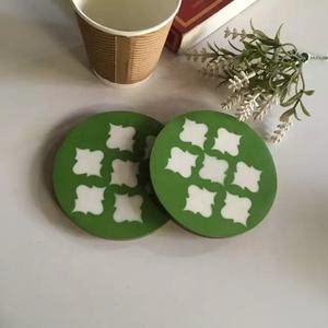 High Quality Homeware <b>Green</b> White Resin Solid MDF Cup Mats Pads At Low Price High Standard Tableware Dinnerware Drink <b>Coaster</b> - Product Image 2
