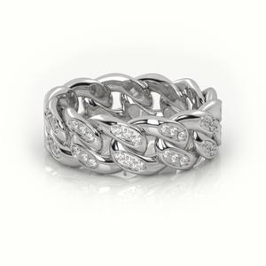 Miami 20k 14k Or blanc massif serti de diamants, chaîne cubaine pour homme, bague pour homme, tenue de soirée - Product Image 3