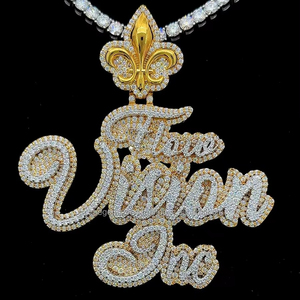 Homme Personnalisable Argent Sterling 925 Moissanite Diamant Hip Hop Rappeur Bling Buste Grand Pendentif Plaqué Or Lettres Personnalisées Bail - Product Image 1