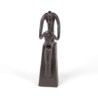 Mère et enfant tendre étreinte Sculpture en métal couleur noire enduit en laiton support stable Accents décoratifs pour la maison décor de Table