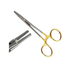 Porte-aiguille Ryder avec inserts en carbure de tungstène et poignées à cliquet dorées en acier inoxydable allemand Source d'alimentation manuelle - Product Image 1