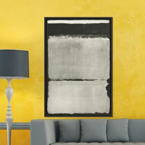 Impresión artística moderna en lienzo: elegante póster gris para decoración del hogar, con marco negro - Product Image 1
