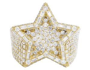 Bague étoile glacée pour homme en argent sterling 925 plaqué or VVS Moissanite diamant bijoux Hip Hop - Product Image 1