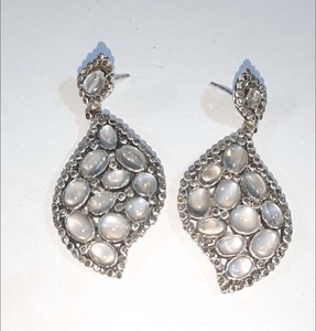 Vintage Designer Jewelry Sapphire Pear Faceted Stone Diamond <b>Dangle</b> <b>Earring</b> 10 mm in Size With <b>Silver</b> Gold Plated Heart <b>Earring</b> - Product Image 3