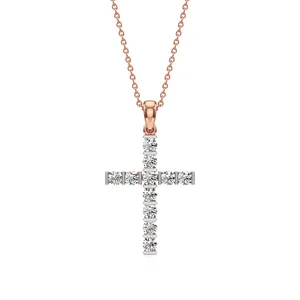 สร้อยคอจี้รูปไม้กางเขนเพชรแห่งศรัทธาเปล่งประกาย - Product Image 3
