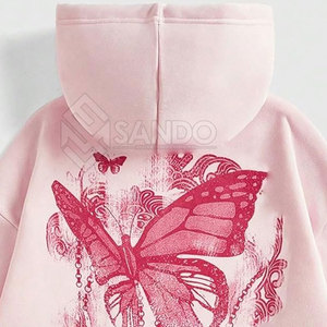 เสื้อฮู้ดผู้หญิงพิมพ์ลายตามสั่ง สำหรับฤดูหนาว ผ้าถัก ปักโลโก้ด้านหน้า สีพื้น ผ้าฝ้าย 100% สไตล์ฮิปฮอป - Product Image 3