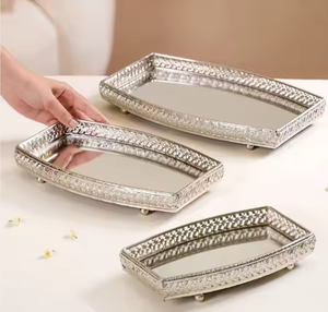 Plateau de service décoratif en aluminium de qualité supérieure, taille personnalisée, utilisation domestique, boissons, organisation miroir, écologique - Product Image 1