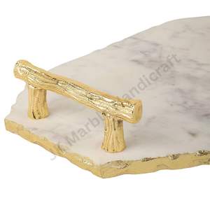 Plateau de service luxueux en marbre et laiton de haute qualité pour la décoration intérieure et le divertissement - Product Image 4