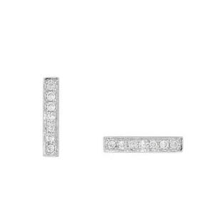 Boucles d'oreilles barre d'or rose, boucles d'oreilles diamant, boucles d'oreilles en forme de barre, boucles d'oreilles barre de diamant - Product Image 2