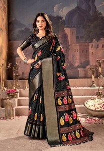 Sari de Seda Suave de Color Increíble a Precio de Fábrica al por Mayor + Blusa Informal para Mujer, Estilo Evergreen, Rayón Modal Indio de Lujo - Product Image 4