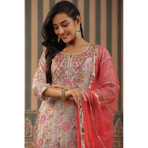 Ensemble Kurta gris pour femmes Nayab Mahak avec dupatta - Product Image 1