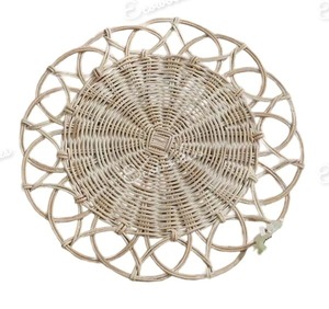 Plato de cargador de ratán redondo Floral hecho a mano artesanal, mantel de ratán Natural para comedor elegante para Decoración de mesa de restaurante - Product Image 2